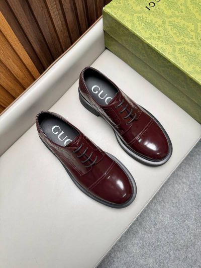 Gucci Red calfskin Leather Shoes-Gucci Man Business Leather Shoes